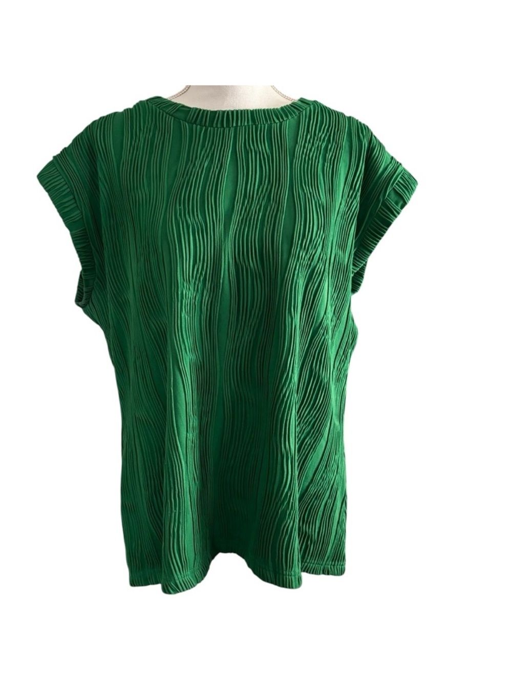 CLOSET CLEAR OUT! MOSHU Green Pleated Textured Cap Sleeve Blouse Women’s XL
